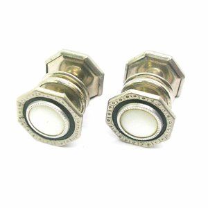 Art Deco Cufflinks double sided Snap Link Mother of Pearl Celluloid Formal Wear